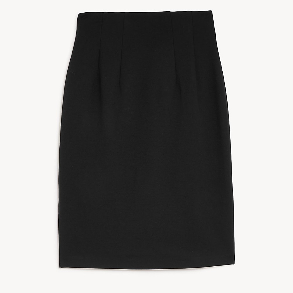 🇬🇧Marks & Spencer Black Matte Jersey Knee Length Pencil Skirt
